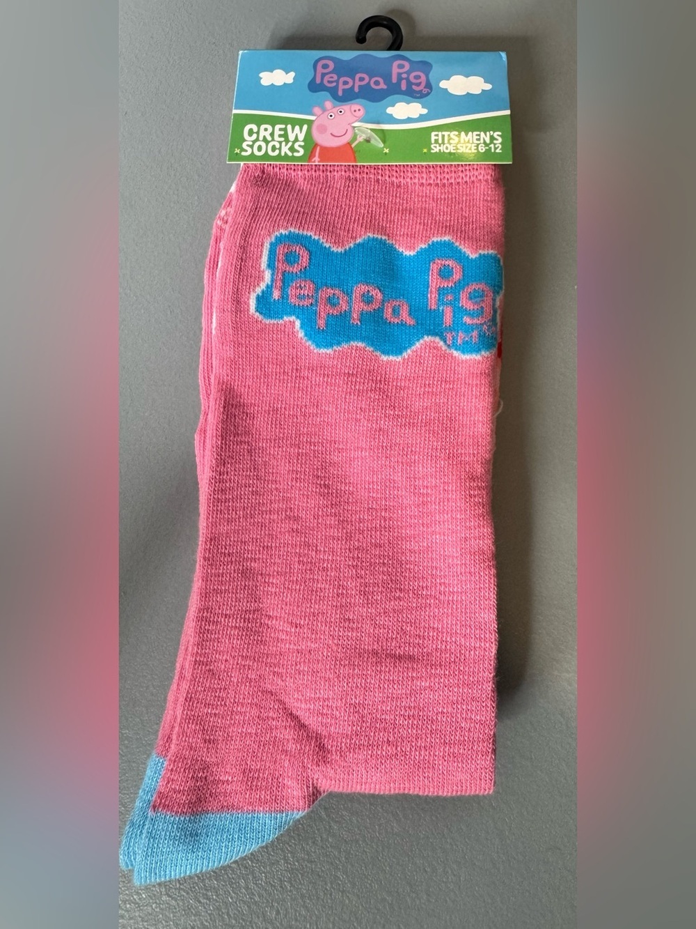 Peppa Pig Pink Socks with Blue Accents crew socks novelty character
